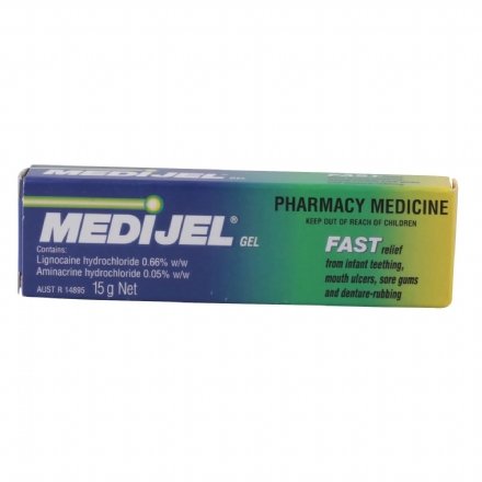 MEDIJEL GEL 15G FAST RELIEF FROM INFANT TEETHING MOUTH ULCERS SORE GUMS RUBBING